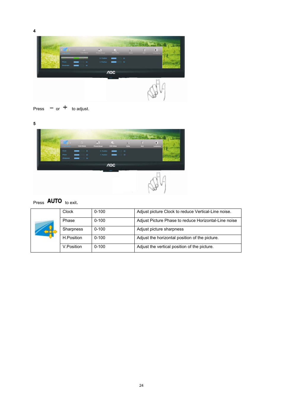 AOC e2752She User Manual | Page 24 / 61