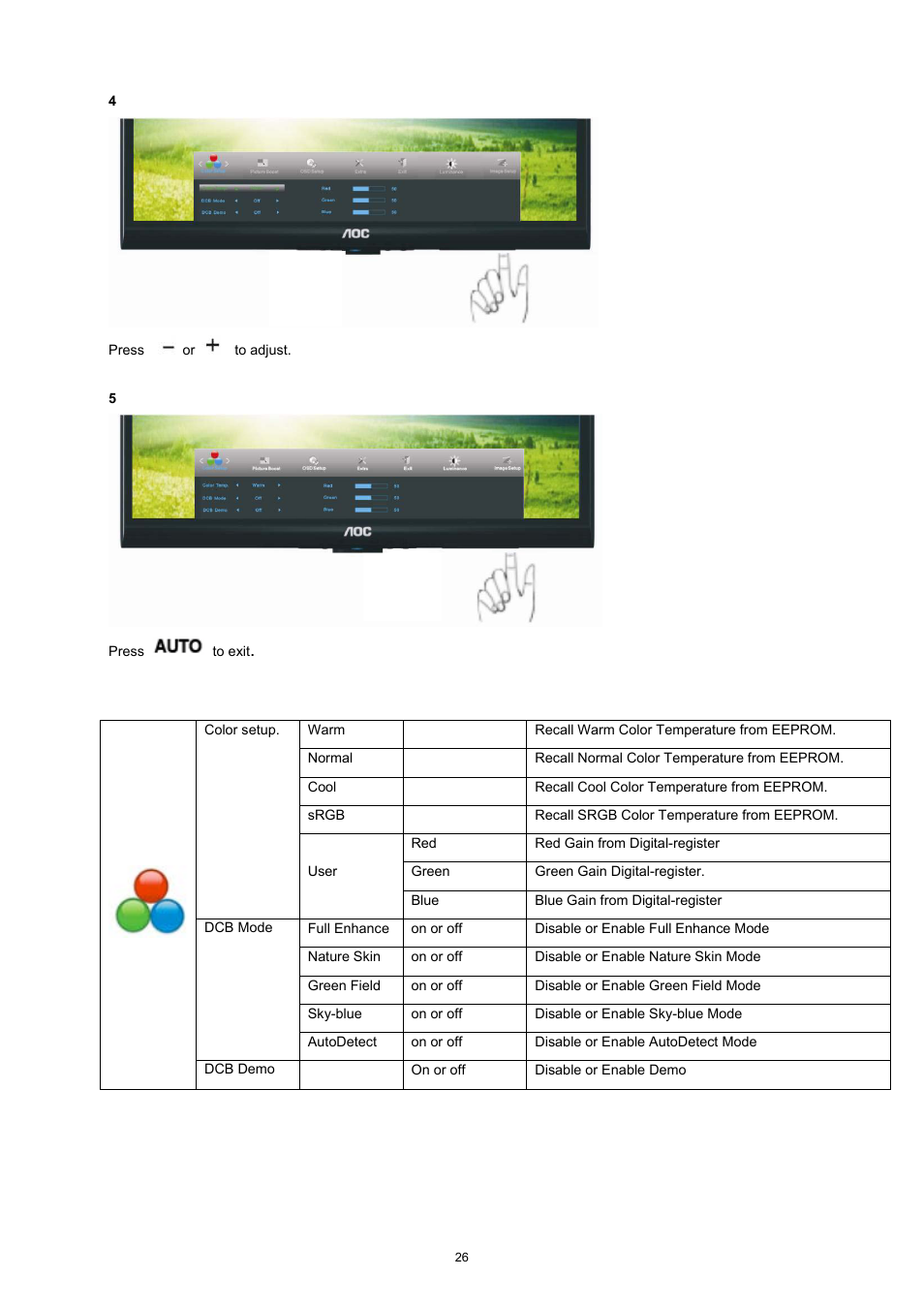 AOC e2752She User Manual | Page 26 / 61