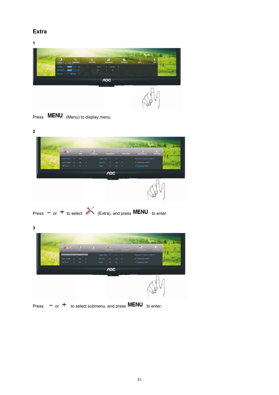 Extra | AOC e2752She User Manual | Page 31 / 61