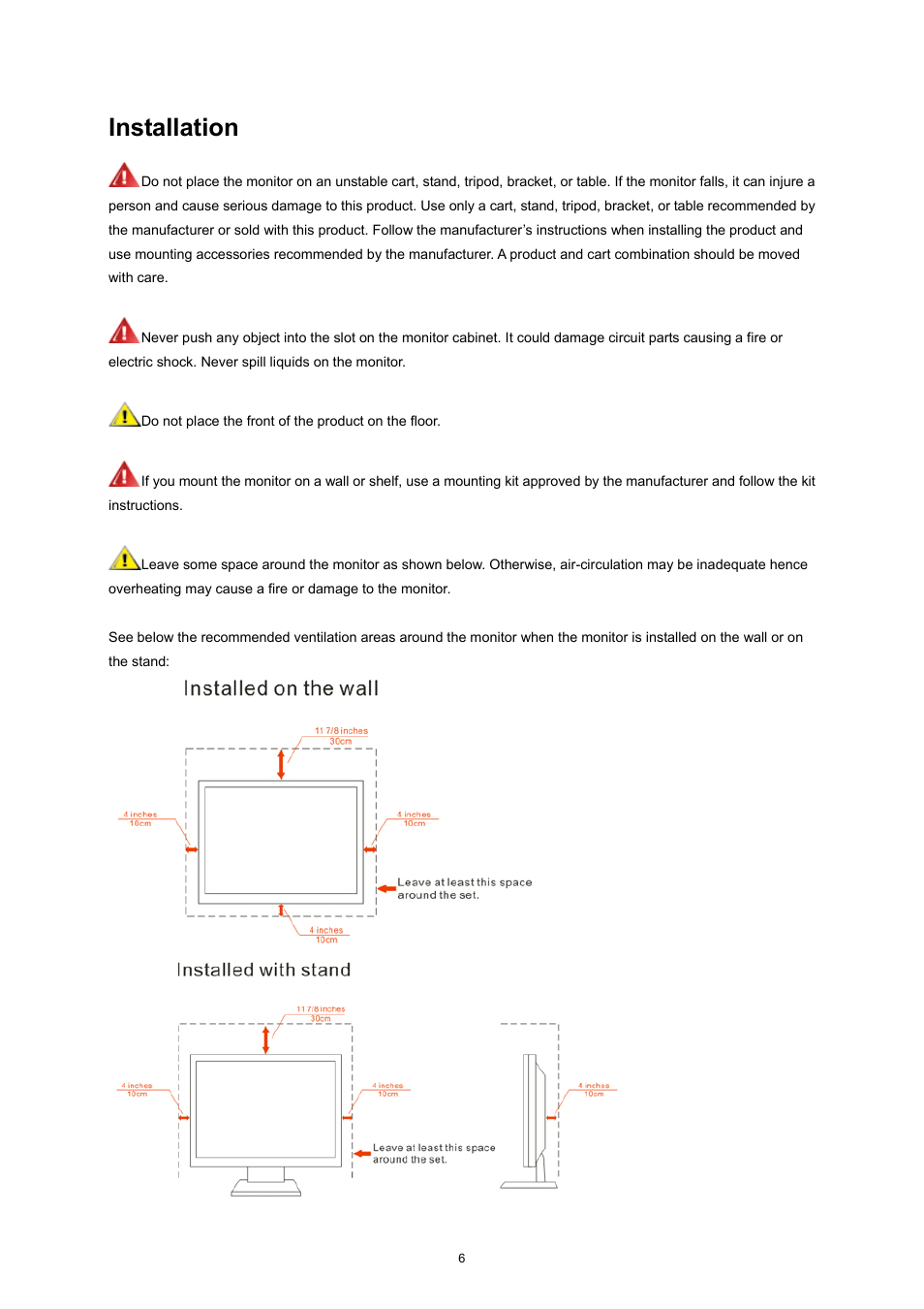 Installation | AOC e2752She User Manual | Page 6 / 61