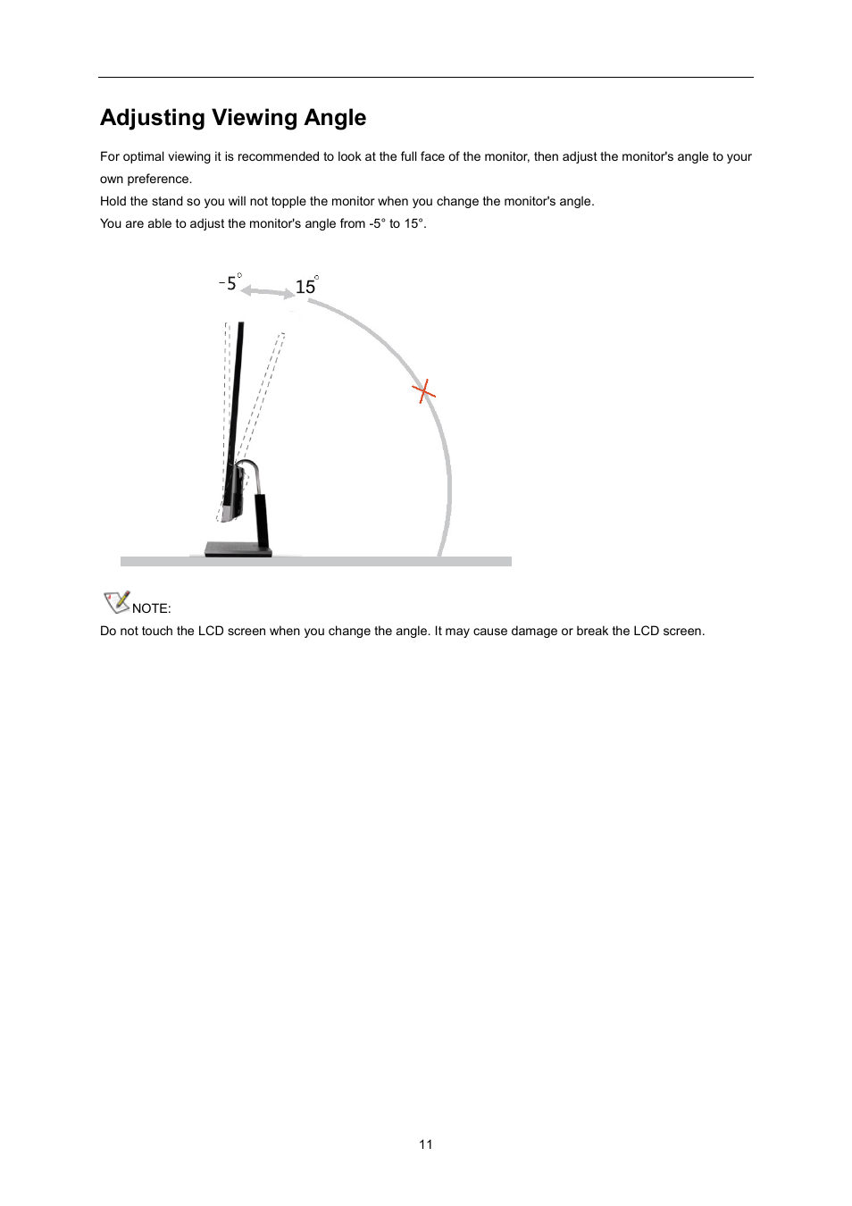 Adjusting viewing angle | AOC I2757Fh User Manual | Page 11 / 58