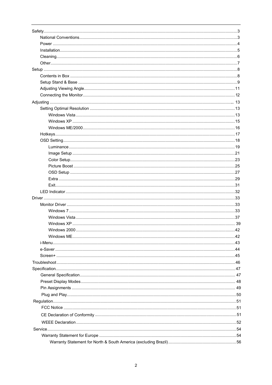 AOC I2757Fh User Manual | Page 2 / 58