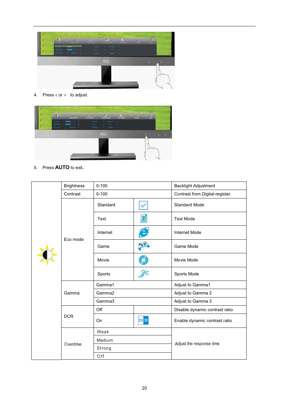 AOC I2757Fh User Manual | Page 20 / 58