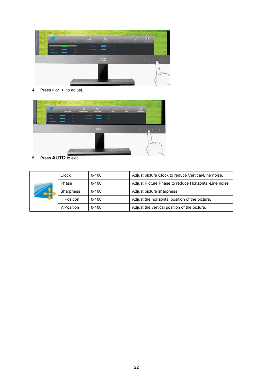 AOC I2757Fh User Manual | Page 22 / 58