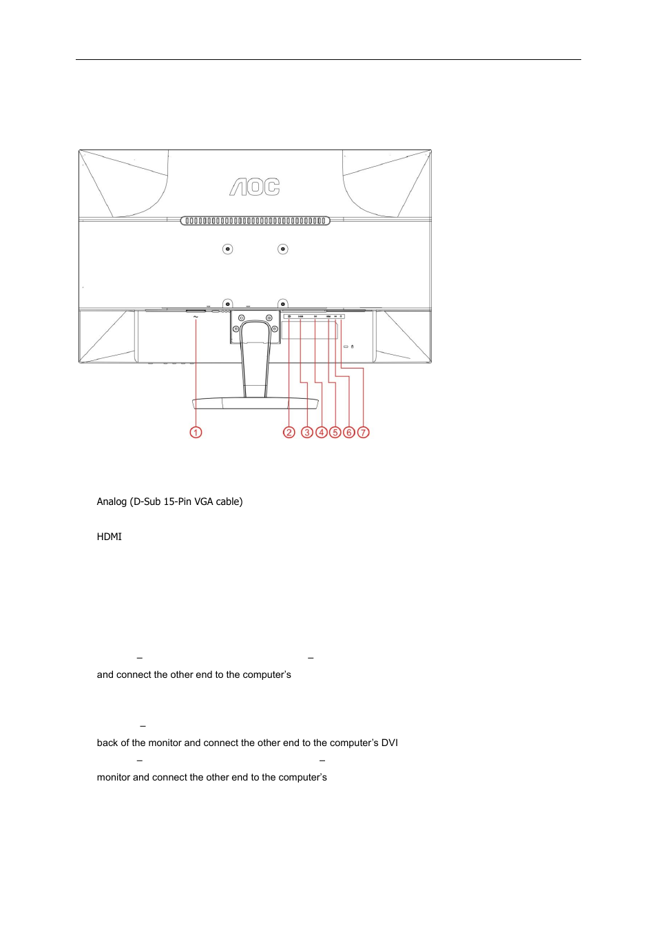 Connecting the monitor | AOC Q2778VQE User Manual | Page 12 / 71
