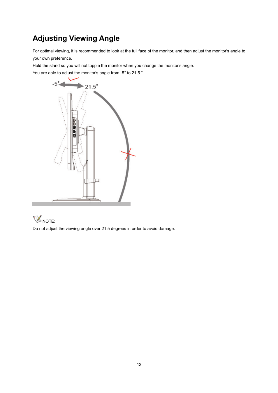 Adjusting viewing angle | AOC U2868PQU User Manual | Page 12 / 64