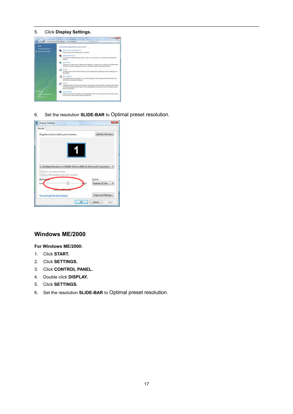 Windows me/2000 | AOC U2868PQU User Manual | Page 17 / 64