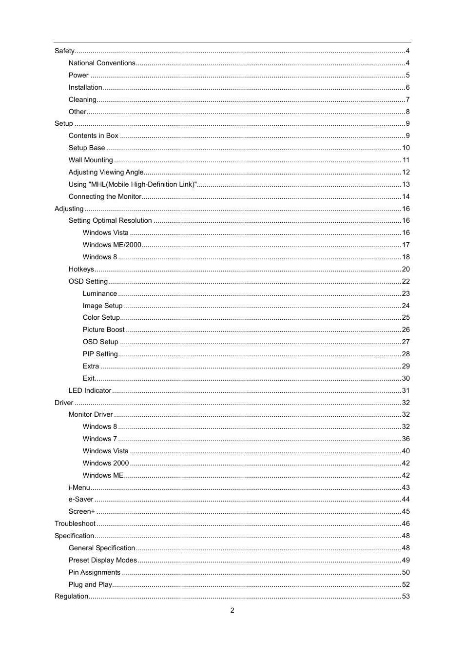 AOC U2868PQU User Manual | Page 2 / 64