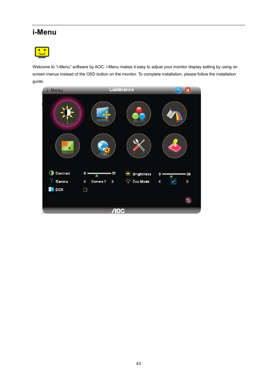 I-menu | AOC U2868PQU User Manual | Page 43 / 64