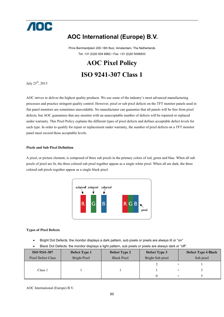 Aoc international (europe) b.v | AOC U2868PQU User Manual | Page 60 / 64