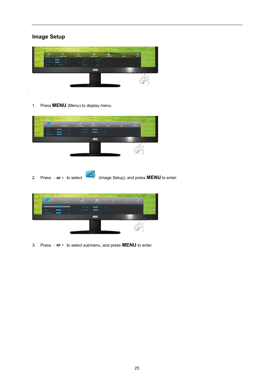 Image setup | AOC E2370SN User Manual | Page 25 / 69