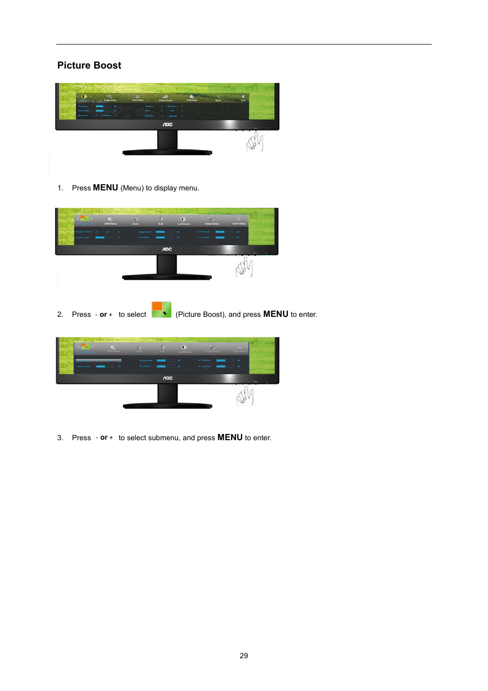 Picture boost | AOC E2370SN User Manual | Page 29 / 69