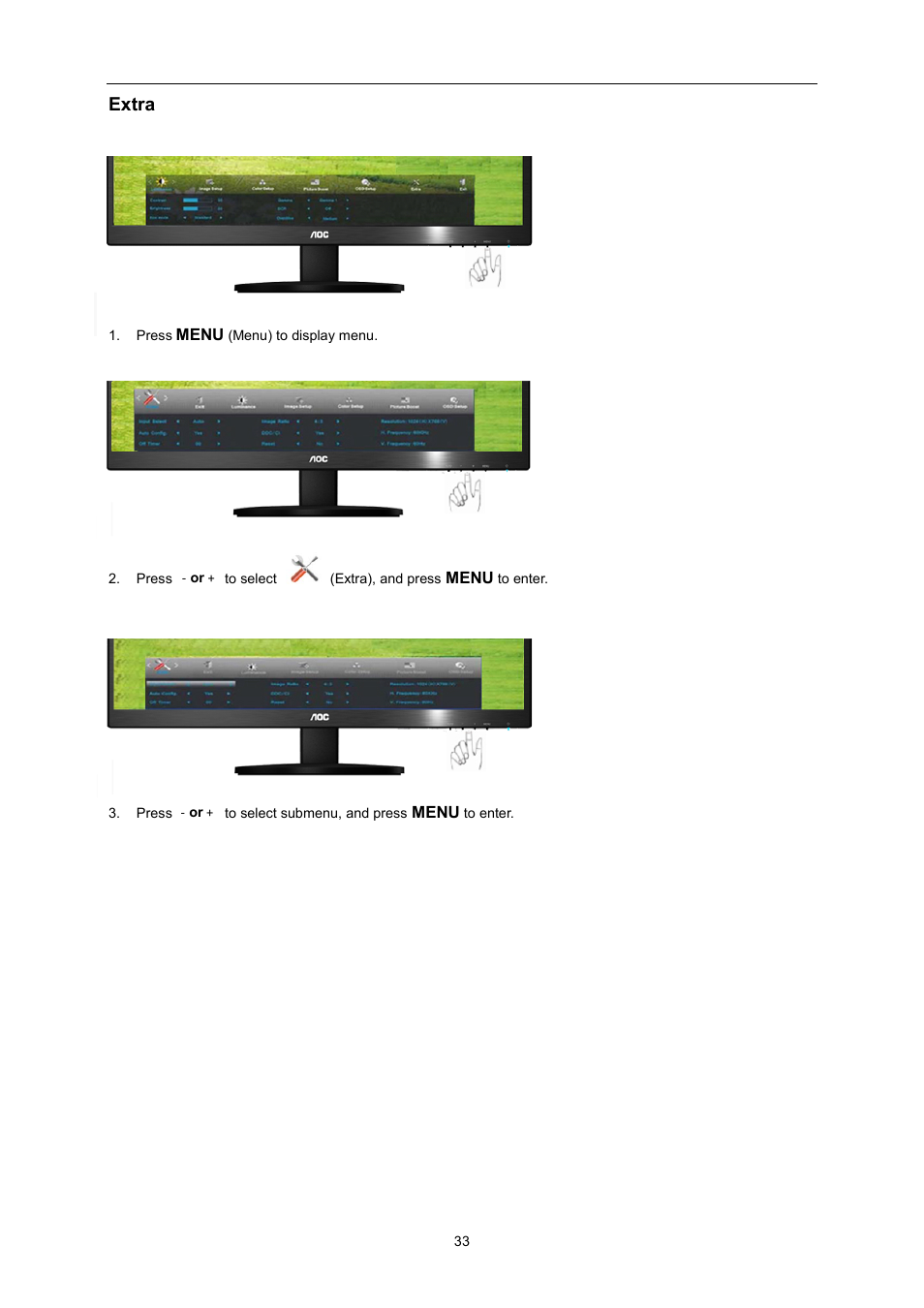 Extra | AOC E2370SN User Manual | Page 33 / 69