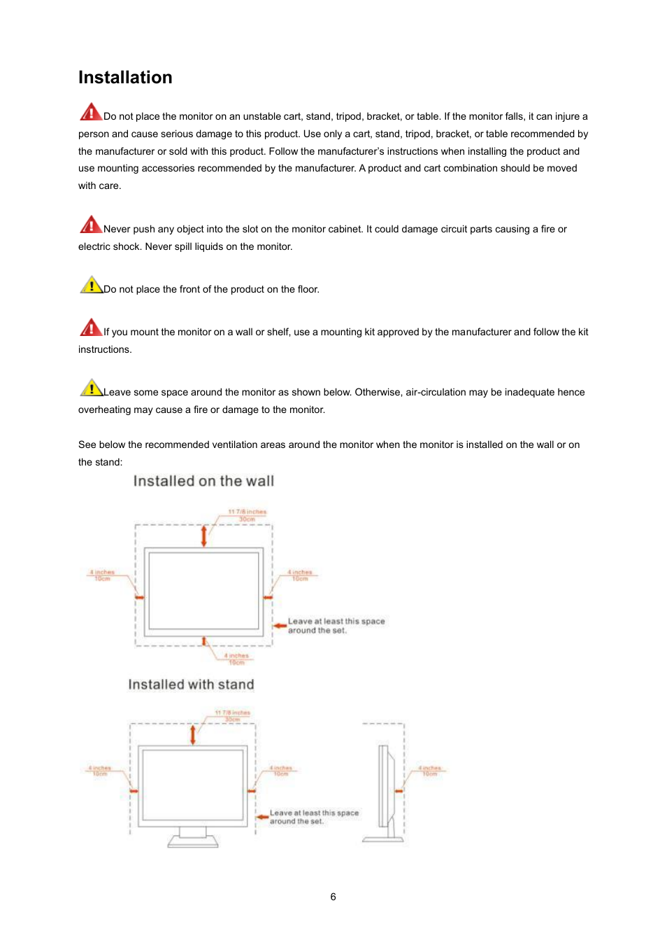 Installation | AOC E2370SN User Manual | Page 6 / 69