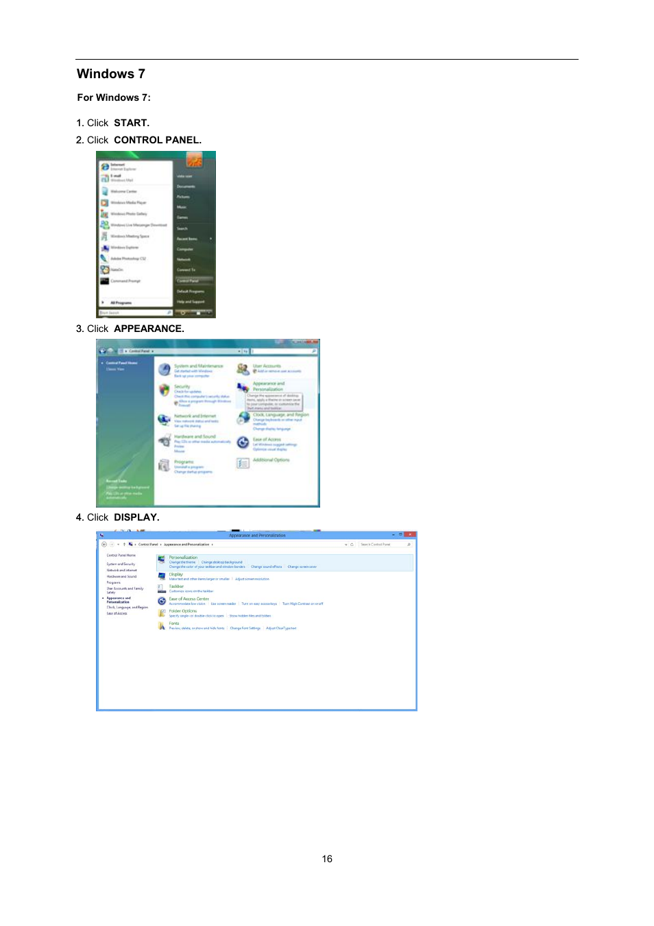 Windows 7 | AOC I2276VWM User Manual | Page 16 / 75