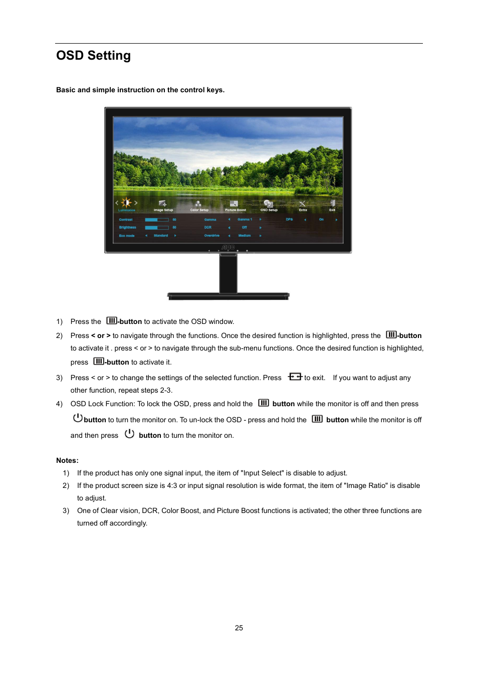 Osd setting | AOC I2276VWM User Manual | Page 25 / 75