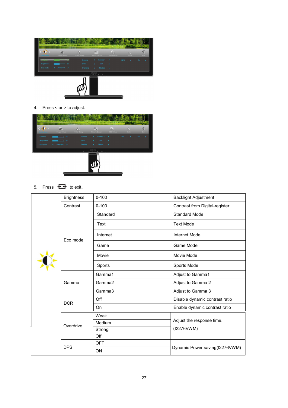 AOC I2276VWM User Manual | Page 27 / 75