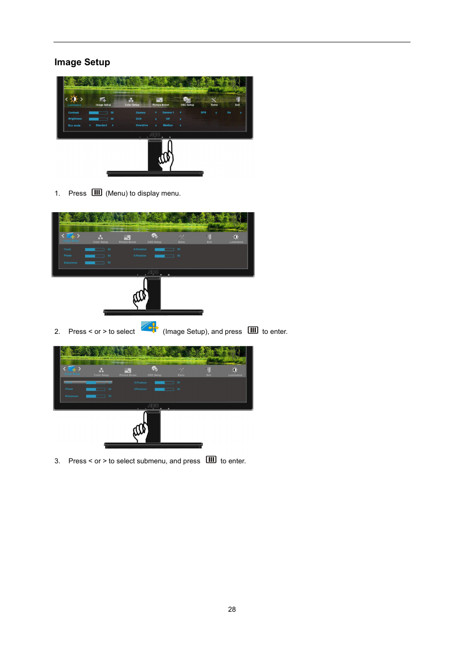 Image setup | AOC I2276VWM User Manual | Page 28 / 75