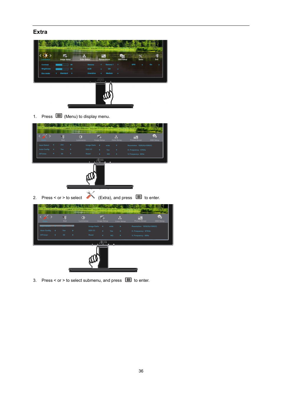 Extra | AOC I2276VWM User Manual | Page 36 / 75