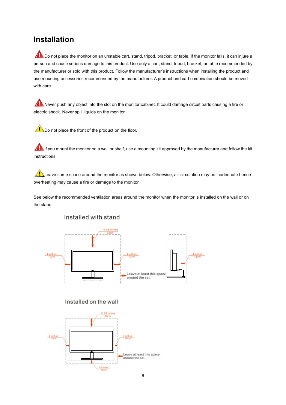 Installation | AOC I2276VWM User Manual | Page 6 / 75