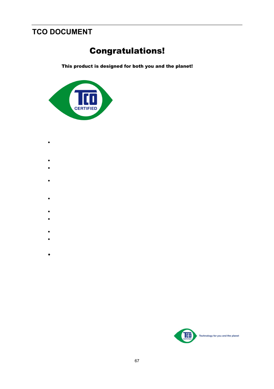 Tco document | AOC I2276VWM User Manual | Page 67 / 75