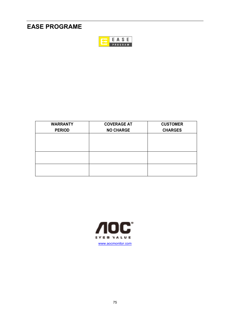 Ease programe | AOC I2276VWM User Manual | Page 75 / 75