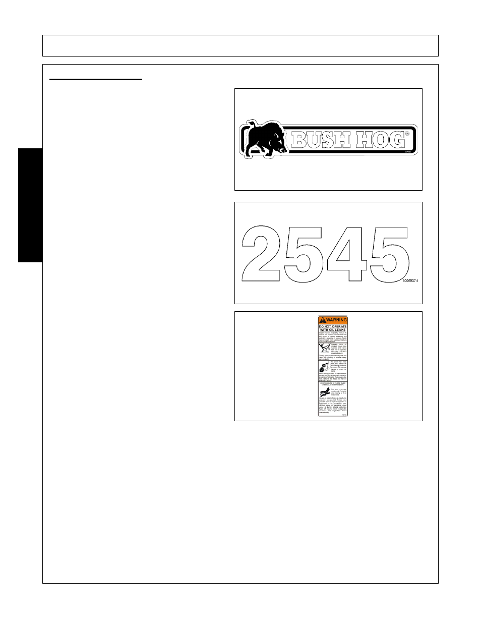 Decal description, Decal description -18, Safety | Bush Hog 2545 User Manual | Page 22 / 100