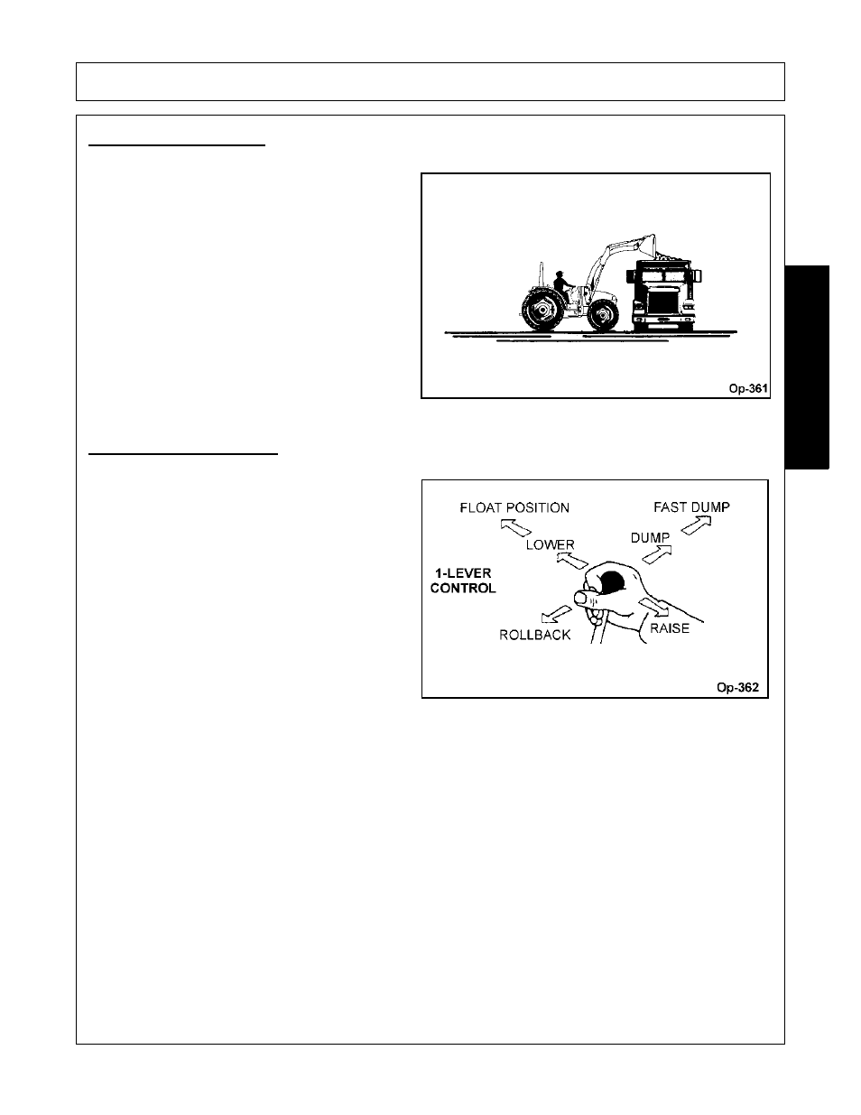 Dumping the bucket, Lowering the bucket, Operation | Opera t ion | Bush Hog 2545 User Manual | Page 71 / 100
