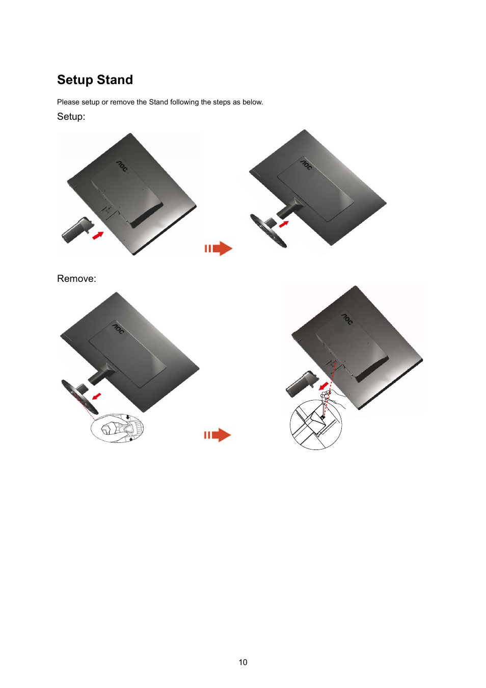 Setup stand | AOC P2370SH User Manual | Page 10 / 72