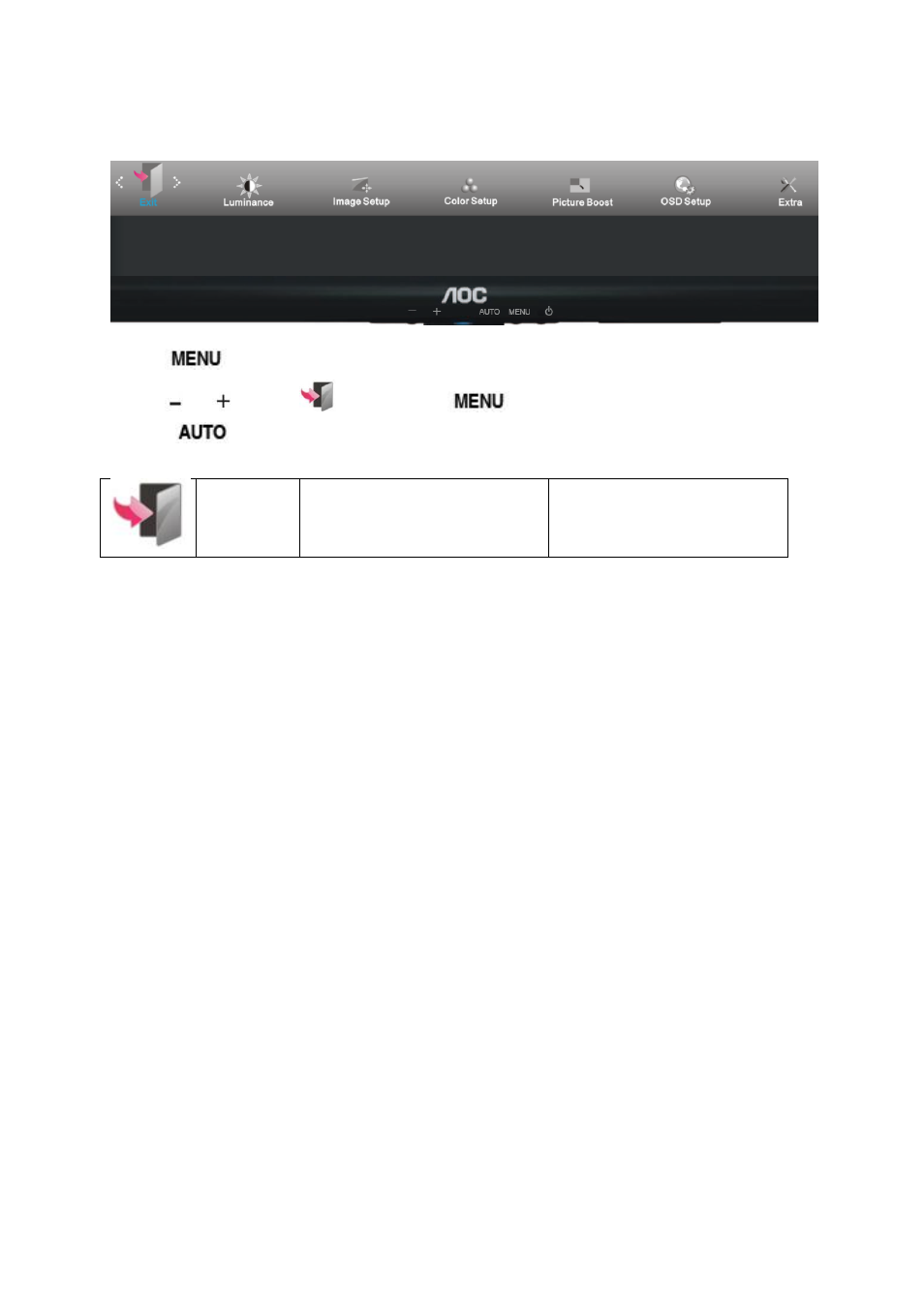 Exit | AOC E2250SWDNK User Manual | Page 28 / 76