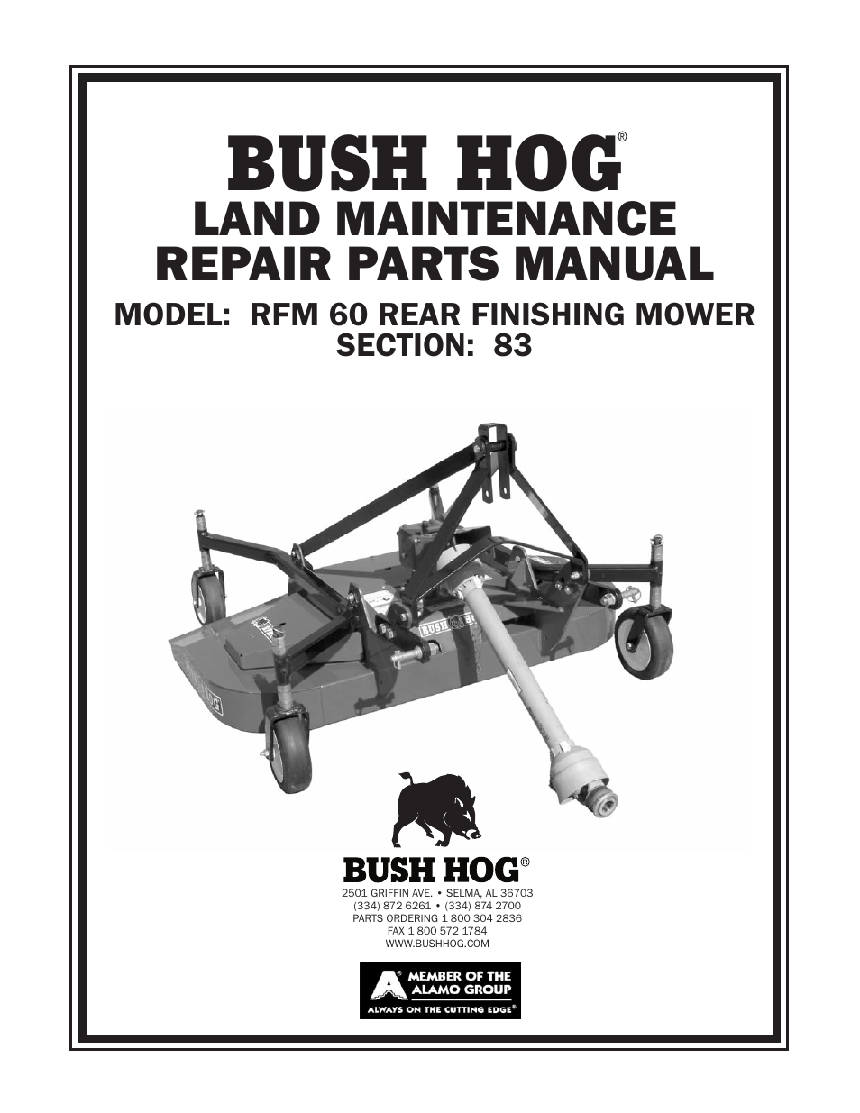 Bush Hog REAR RFM 60 User Manual | 12 pages