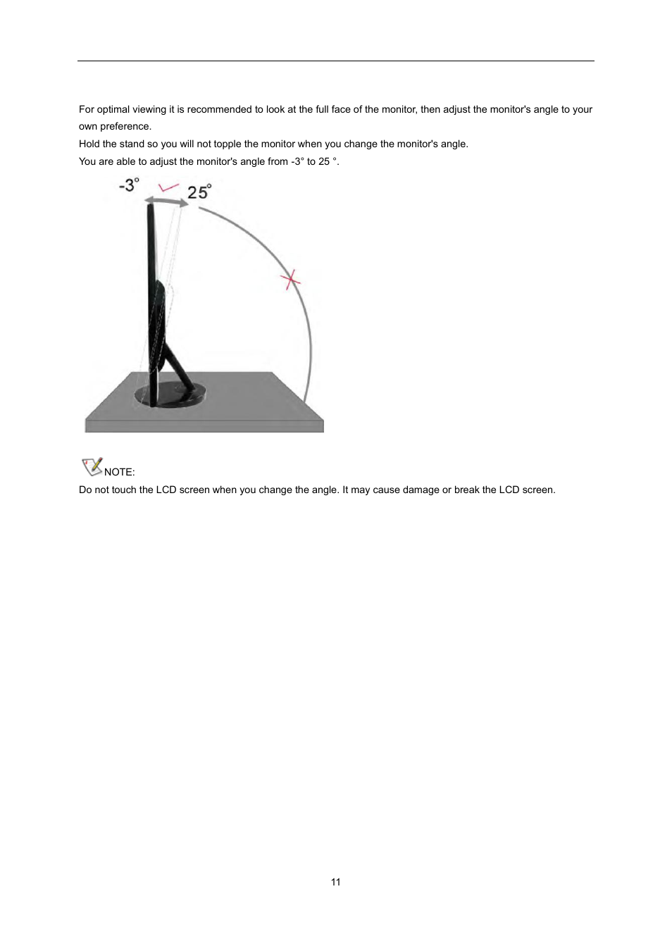 Adjusting viewing angle | AOC E2451FH User Manual | Page 11 / 56