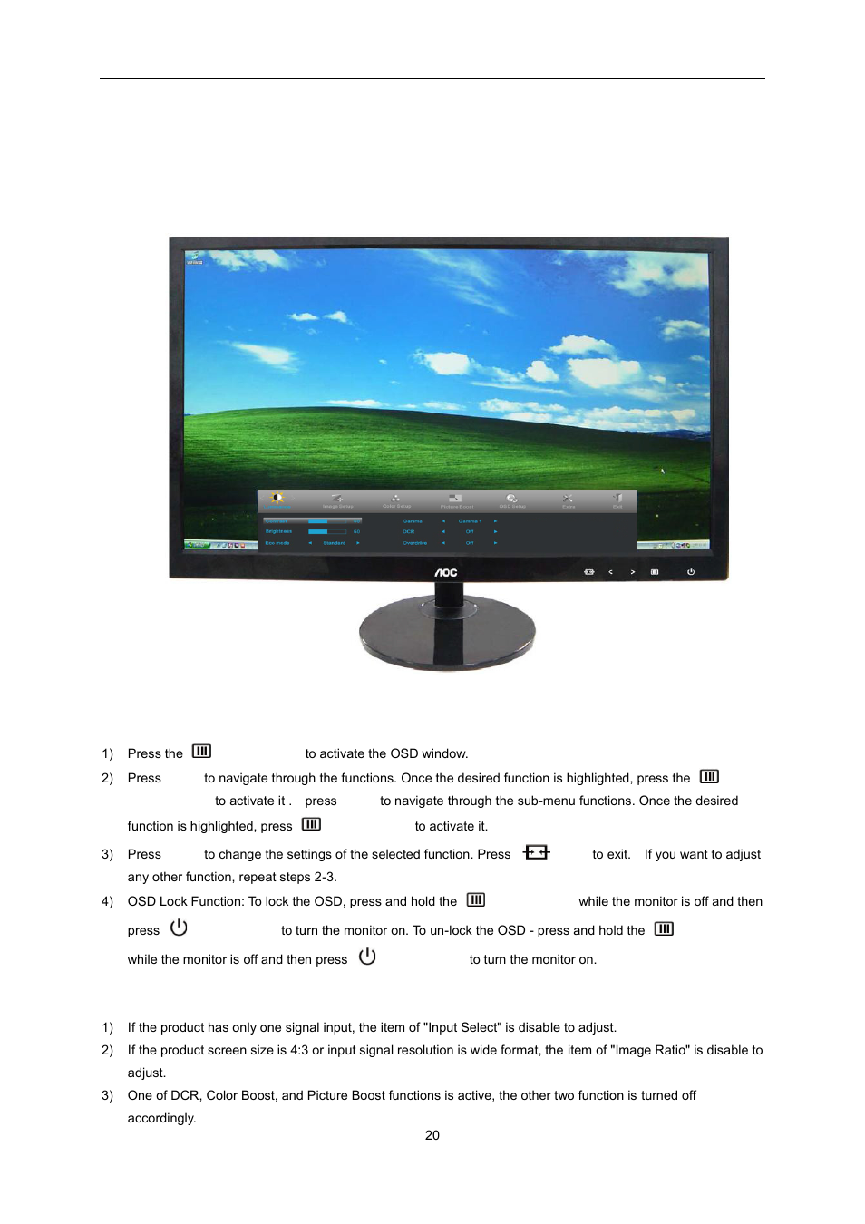 Osd setting | AOC E2451FH User Manual | Page 20 / 56