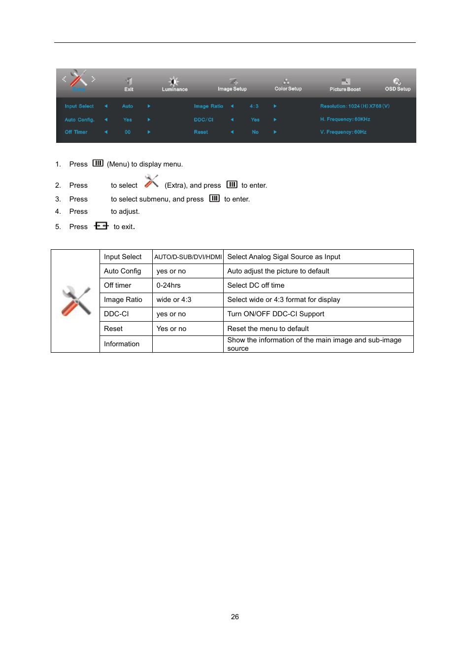 Extra | AOC E2451FH User Manual | Page 26 / 56