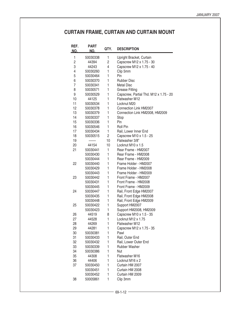 Curtain frame, curtain and curtain mount | Bush Hog HM2009 User Manual | Page 14 / 24