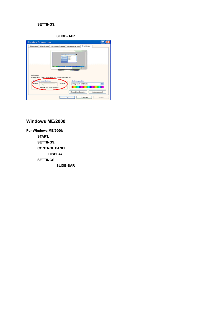 Windows me/2000 | AOC I2472PWHUT User Manual | Page 19 / 70