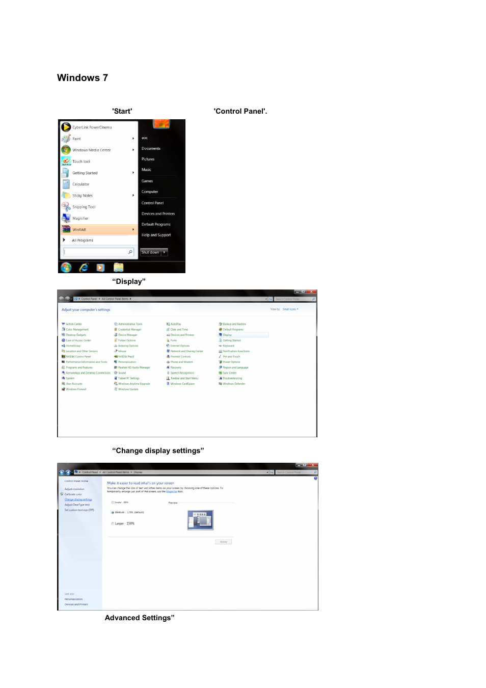 Windows 7 | AOC I2472PWHUT User Manual | Page 20 / 70