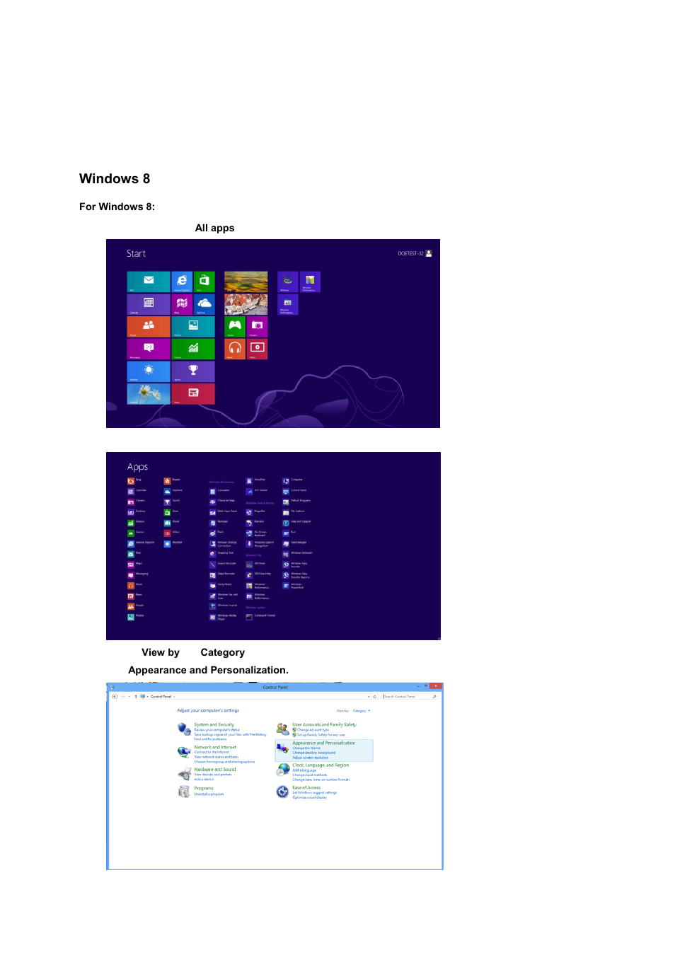 Windows 8 | AOC I2472PWHUT User Manual | Page 23 / 70