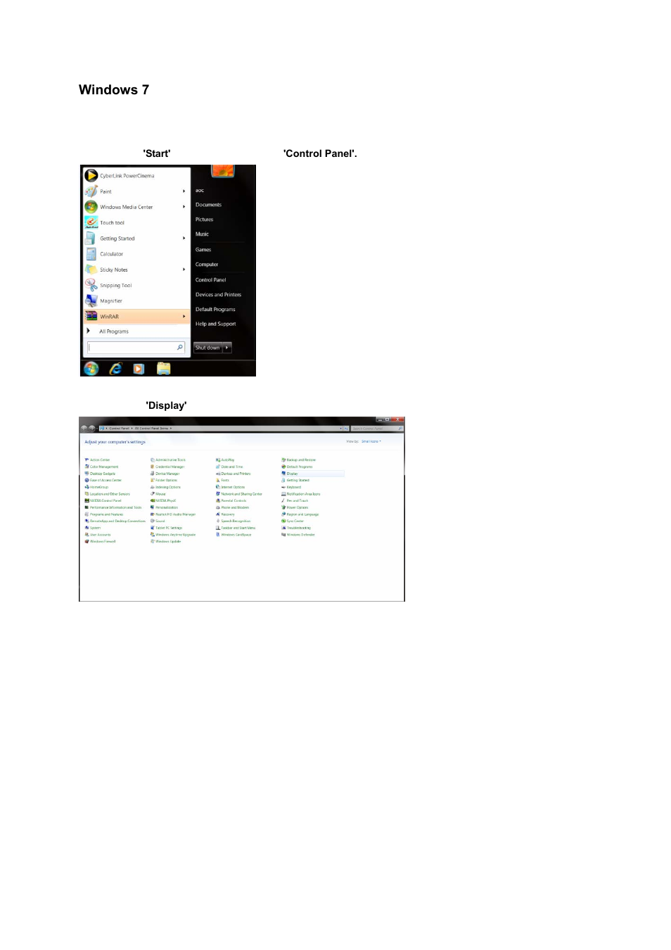 Windows 7 | AOC I2472PWHUT User Manual | Page 43 / 70