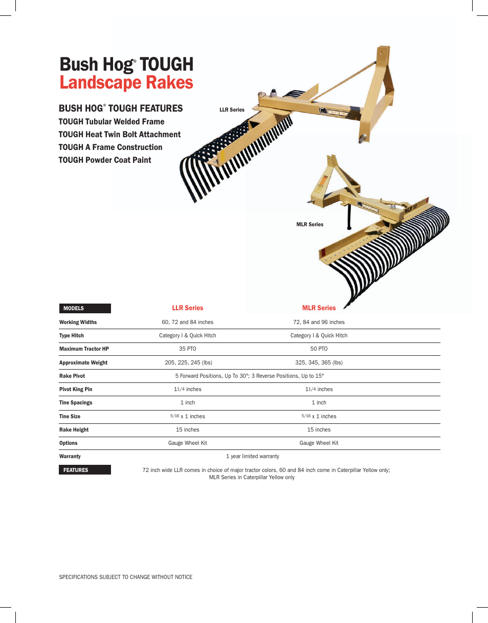 Bush Hog TOUGH LLR series User Manual | 1 page