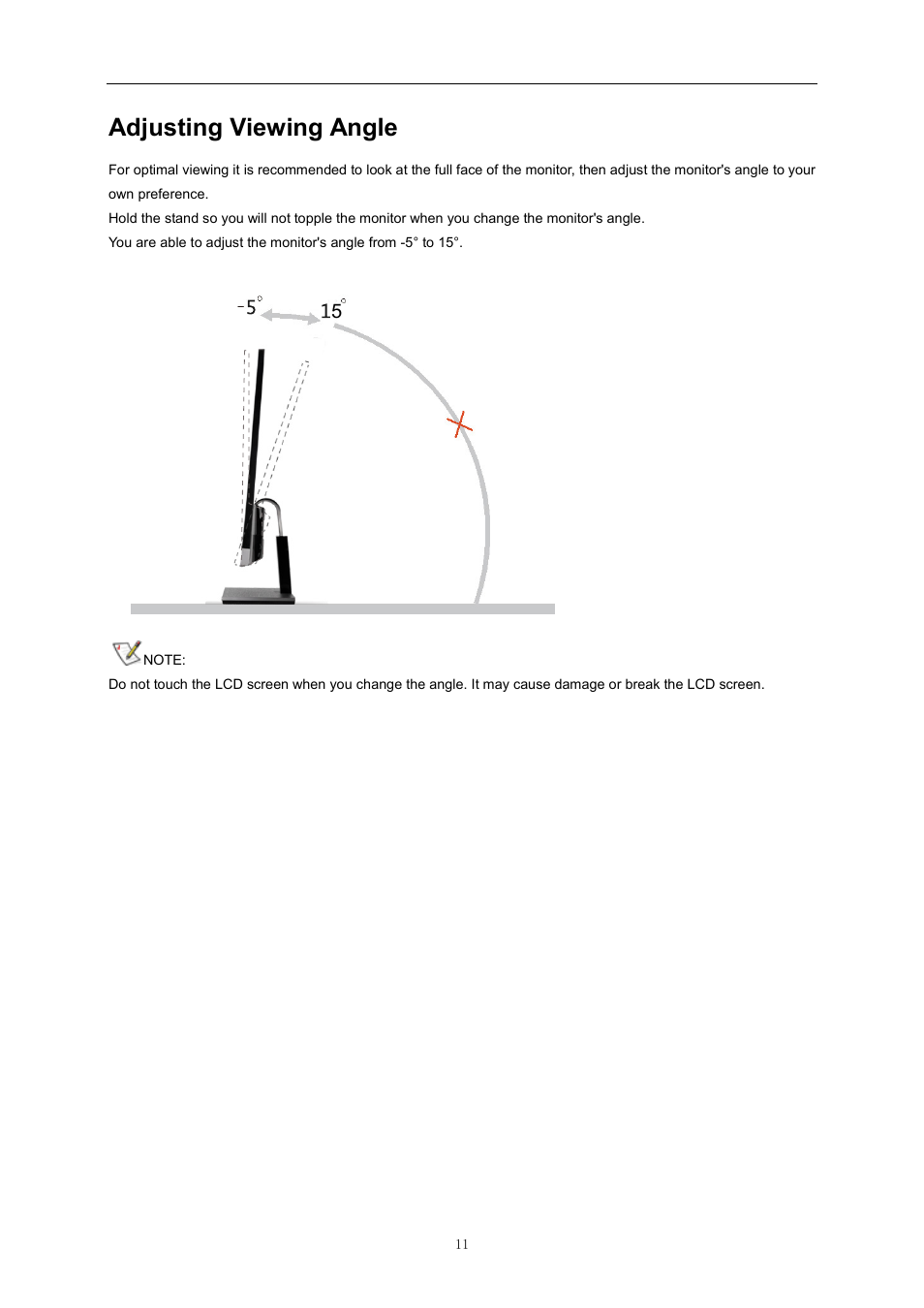 Adjusting viewing angle | AOC D2757PH User Manual | Page 11 / 67
