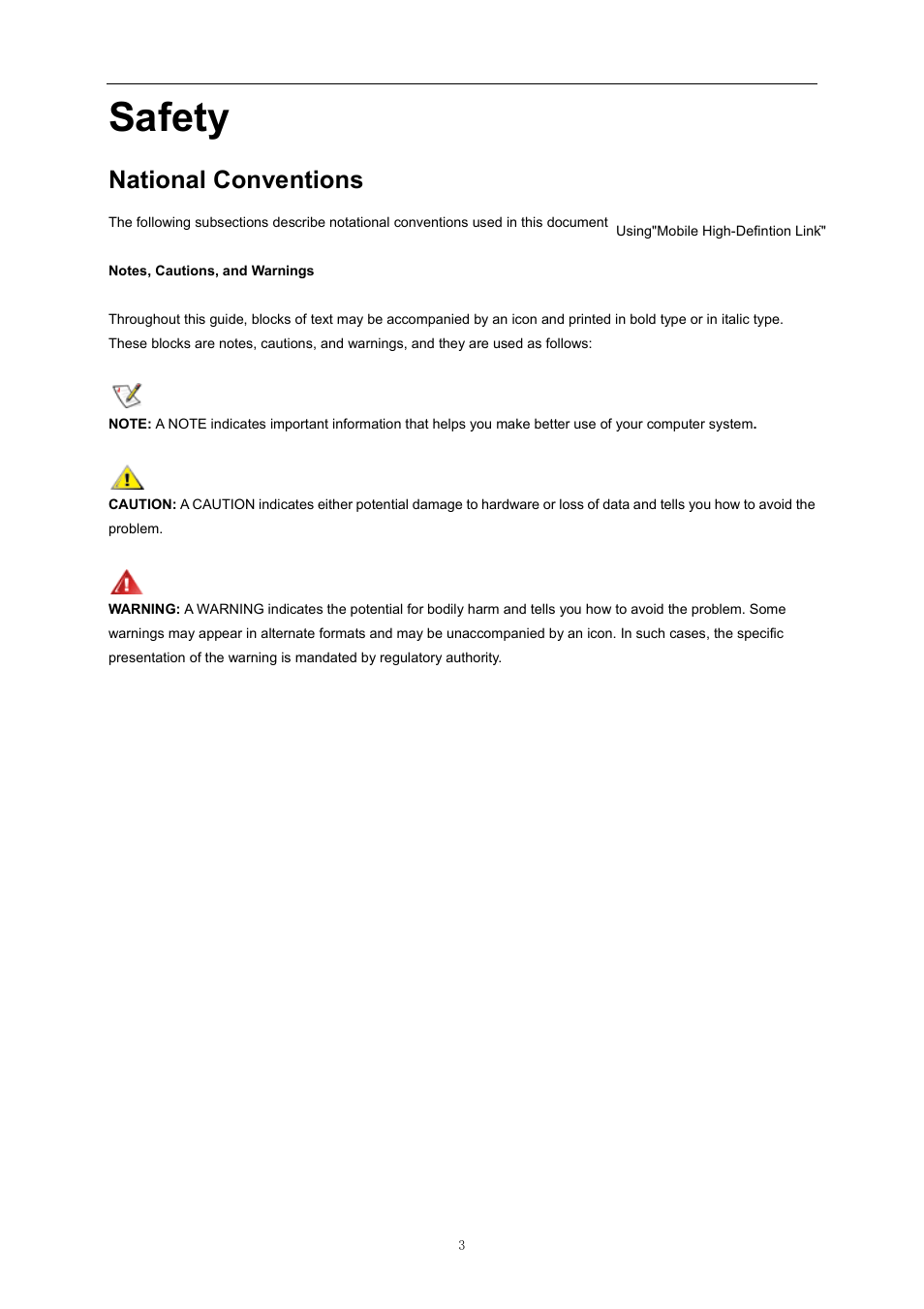 Safety, National conventions | AOC D2757PH User Manual | Page 3 / 67