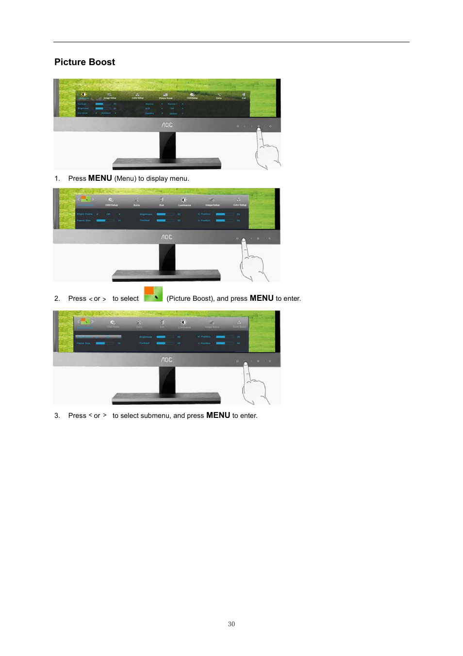 Picture boost | AOC D2757PH User Manual | Page 30 / 67