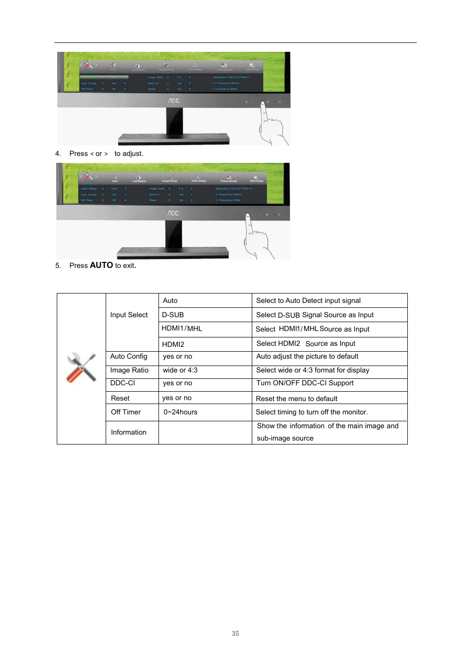 AOC D2757PH User Manual | Page 35 / 67