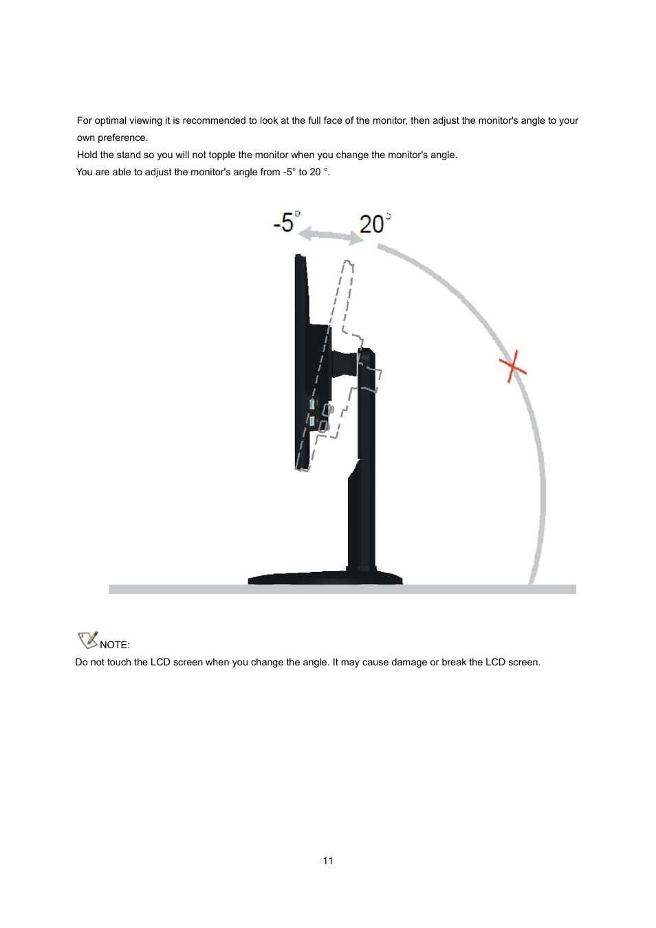 Adjusting viewing angle | AOC I2260PWHU User Manual | Page 11 / 70