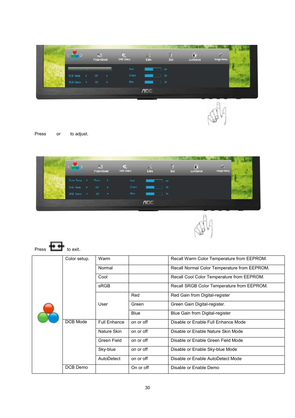 AOC I2260PWHU User Manual | Page 30 / 70