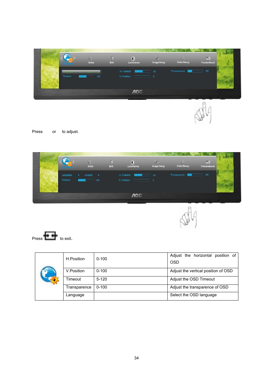 AOC I2260PWHU User Manual | Page 34 / 70