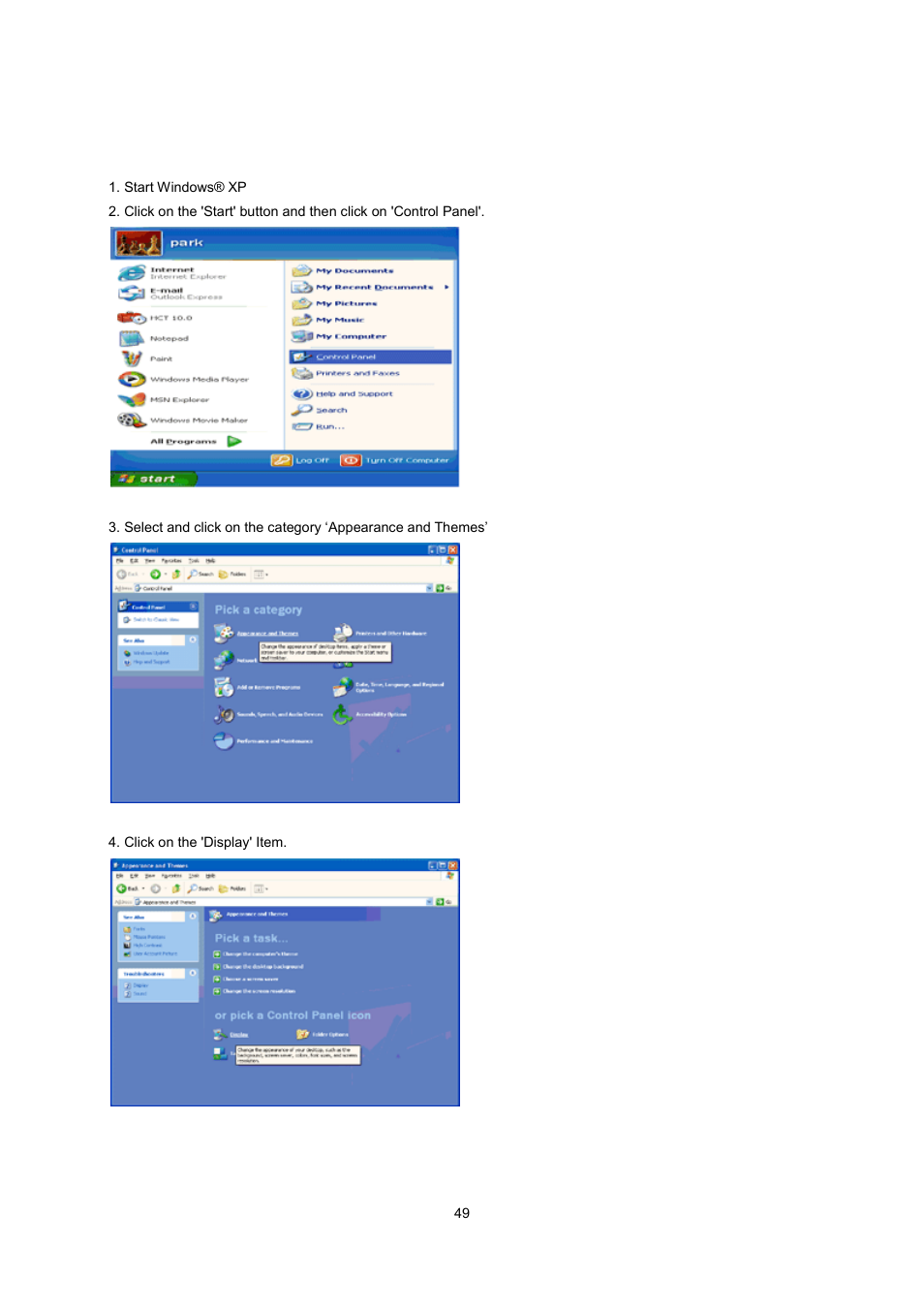 Windows xp | AOC I2260PWHU User Manual | Page 49 / 70