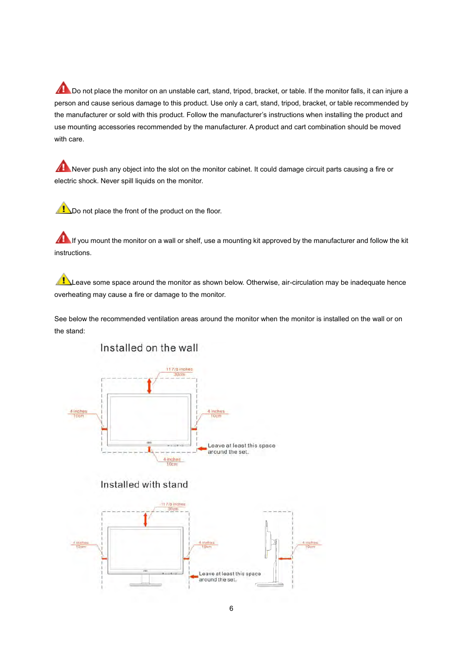 Installation | AOC I2260PWHU User Manual | Page 6 / 70