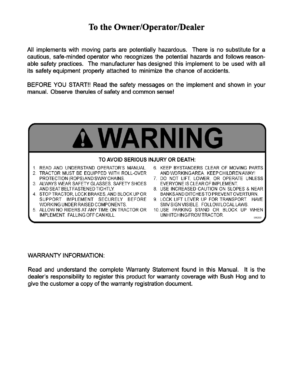 Bush Hog 2047 User Manual | Page 3 / 51